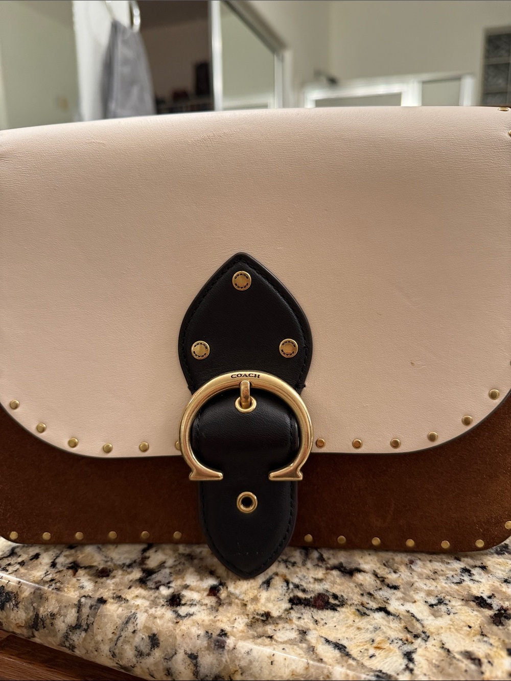 Coach Two-Tone Blush, Chestnut & Black Leather Crossbody - Picture 1 of 1